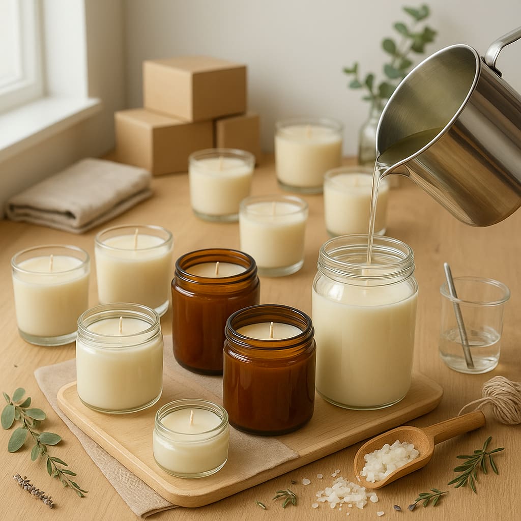 Modernes Candle Atelier mit handgegossenen Sojawachskerzen